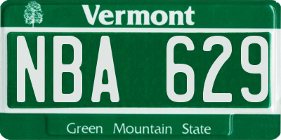 VT license plate NBA629