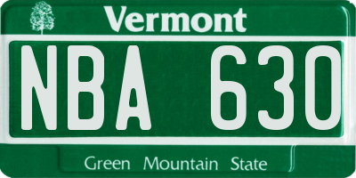 VT license plate NBA630