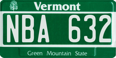 VT license plate NBA632