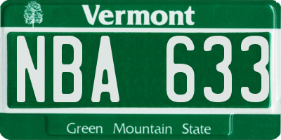 VT license plate NBA633