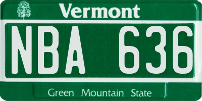 VT license plate NBA636