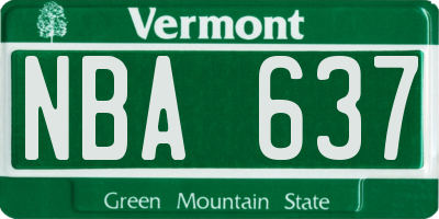 VT license plate NBA637
