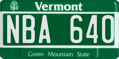 VT license plate NBA640