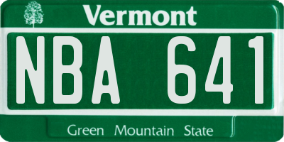 VT license plate NBA641