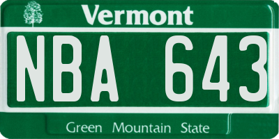 VT license plate NBA643