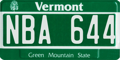 VT license plate NBA644