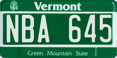 VT license plate NBA645