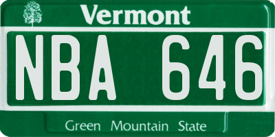 VT license plate NBA646
