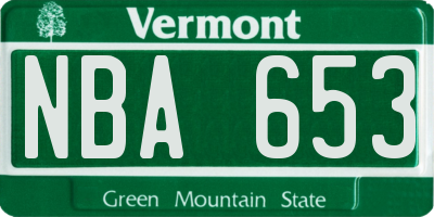 VT license plate NBA653