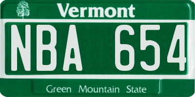 VT license plate NBA654