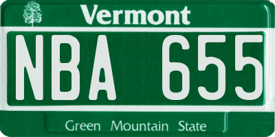 VT license plate NBA655