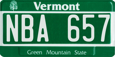 VT license plate NBA657