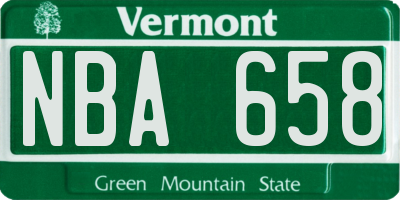 VT license plate NBA658