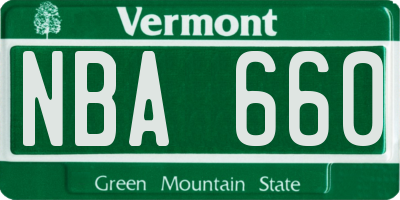 VT license plate NBA660