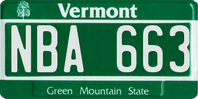 VT license plate NBA663