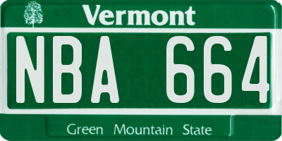 VT license plate NBA664