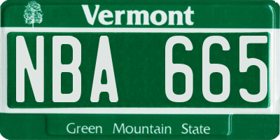 VT license plate NBA665