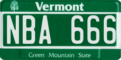 VT license plate NBA666