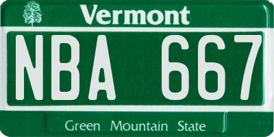VT license plate NBA667