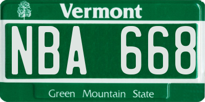 VT license plate NBA668