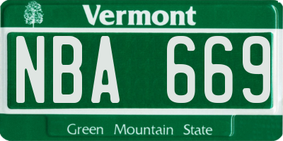 VT license plate NBA669