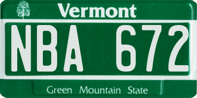 VT license plate NBA672