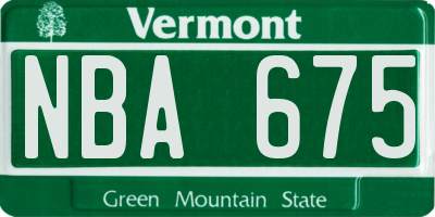 VT license plate NBA675