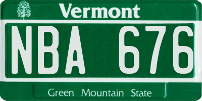 VT license plate NBA676