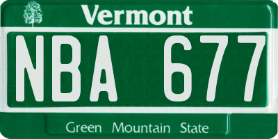 VT license plate NBA677