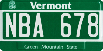 VT license plate NBA678