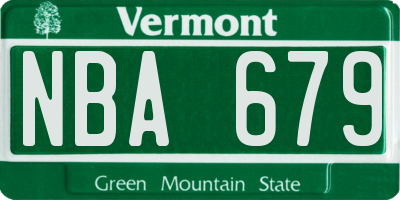 VT license plate NBA679