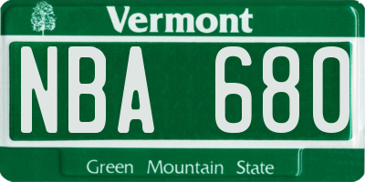 VT license plate NBA680