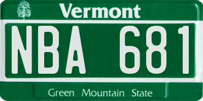 VT license plate NBA681