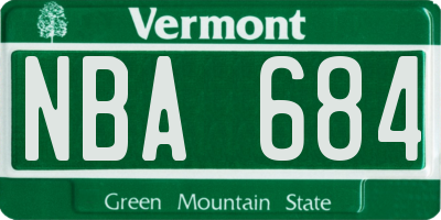 VT license plate NBA684