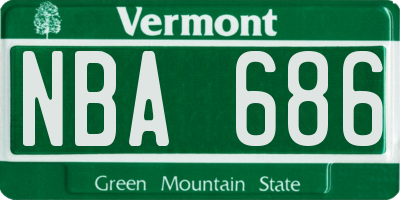VT license plate NBA686