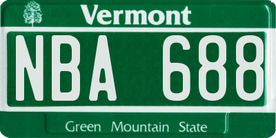 VT license plate NBA688