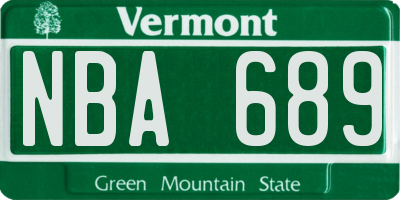 VT license plate NBA689