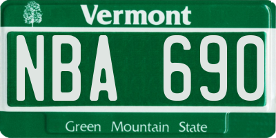 VT license plate NBA690
