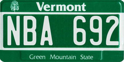VT license plate NBA692