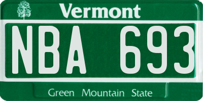 VT license plate NBA693
