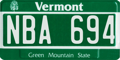 VT license plate NBA694