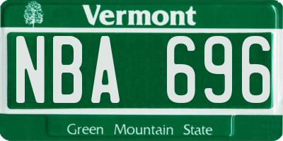 VT license plate NBA696