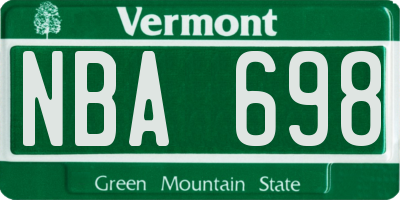 VT license plate NBA698