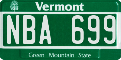 VT license plate NBA699