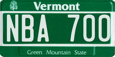 VT license plate NBA700