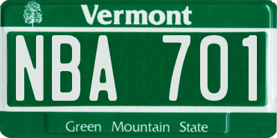 VT license plate NBA701