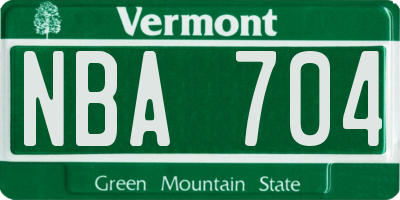 VT license plate NBA704