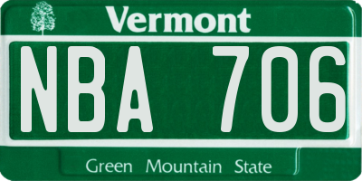 VT license plate NBA706