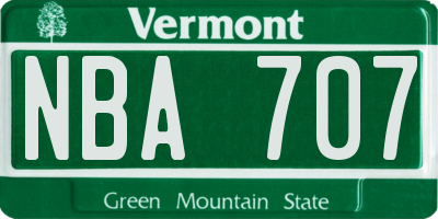 VT license plate NBA707