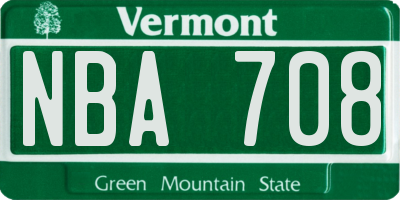VT license plate NBA708